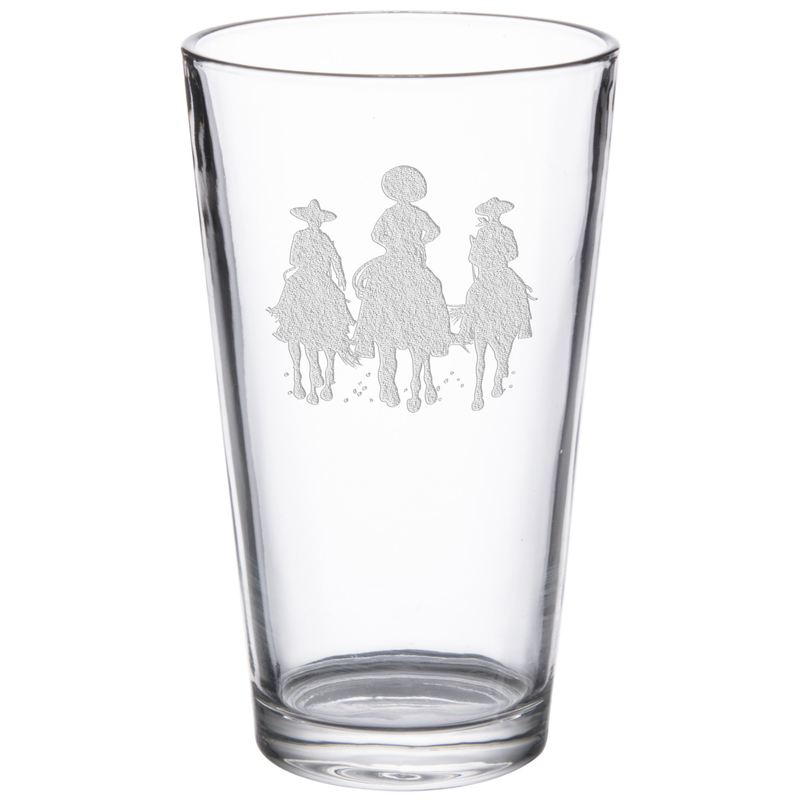 Three Amigos 16 oz. Etched Beverage Glass Sets