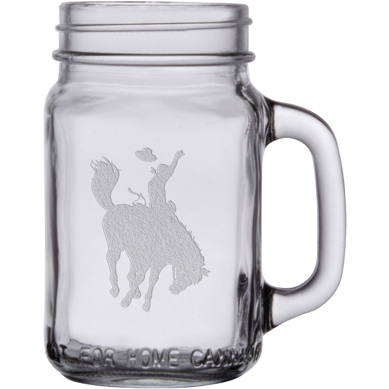 Bucking Bronco 16 oz. Mason Jar Glass Sets