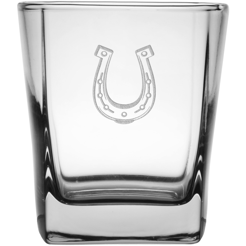 Horseshoe 9.25 oz. Etched Double Old Fashioned Glass Sets