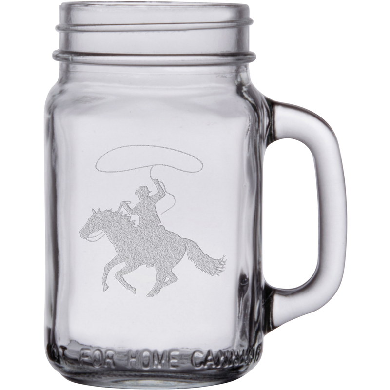 Cowboy 16 oz. Mason Jar Glass Sets