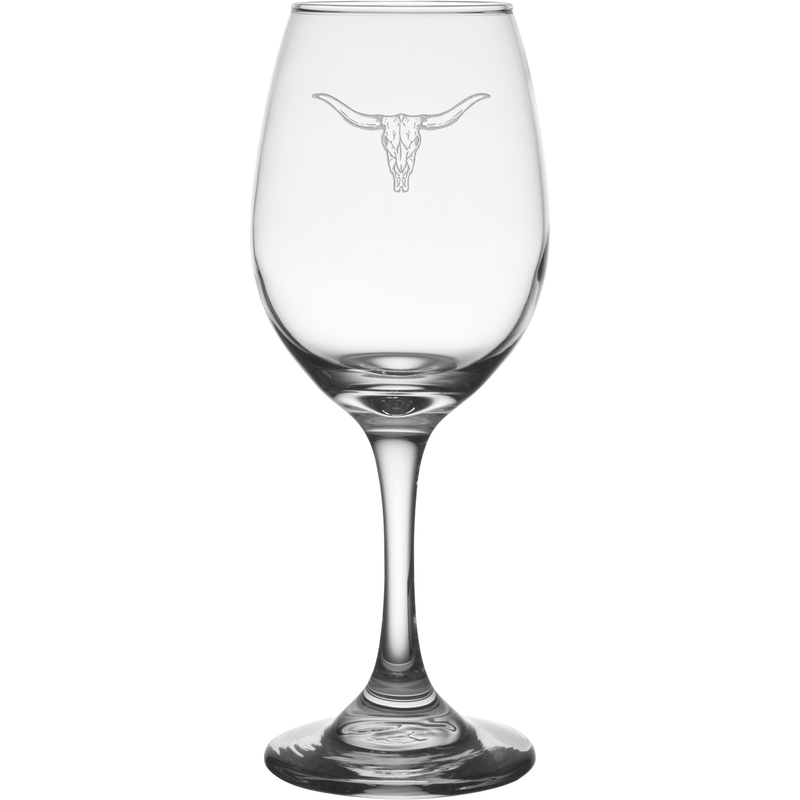 Longhorn 11 oz. Etched Wine Glass Sets