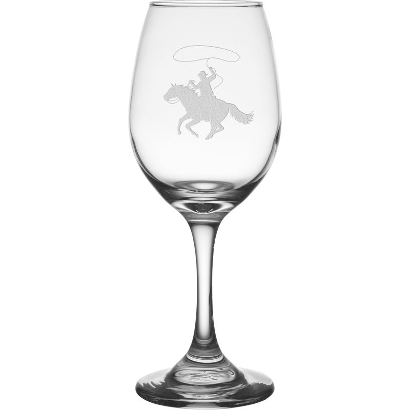 Cowboy 11 oz. Etched Wine Glass Sets