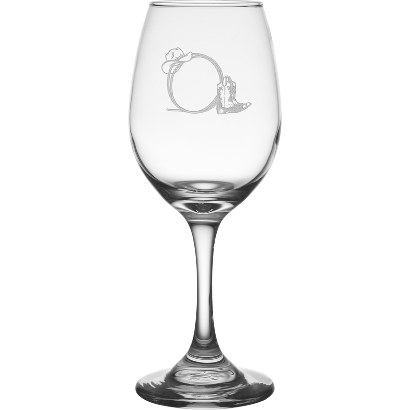 Rope & Boots 11 oz. Etched Wine Glass Sets