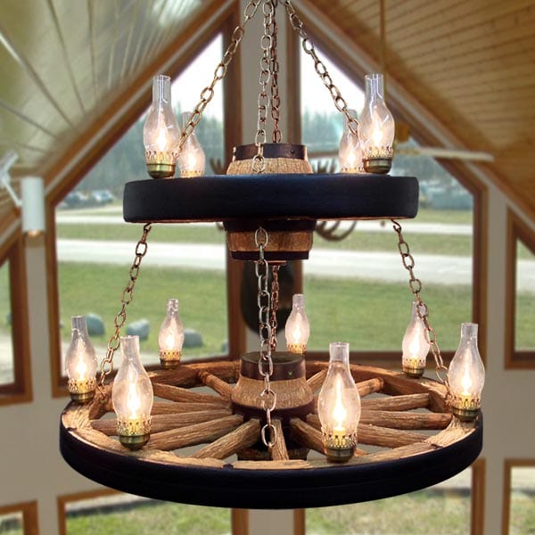 Double Wagon Wheel Chandelier