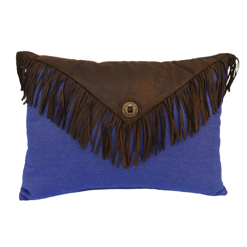 Deep Blue Envelope Fringe Pillow