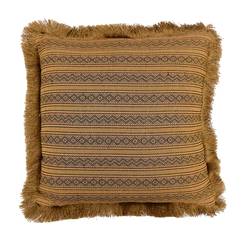 Golden Stripe Fringe Pillow