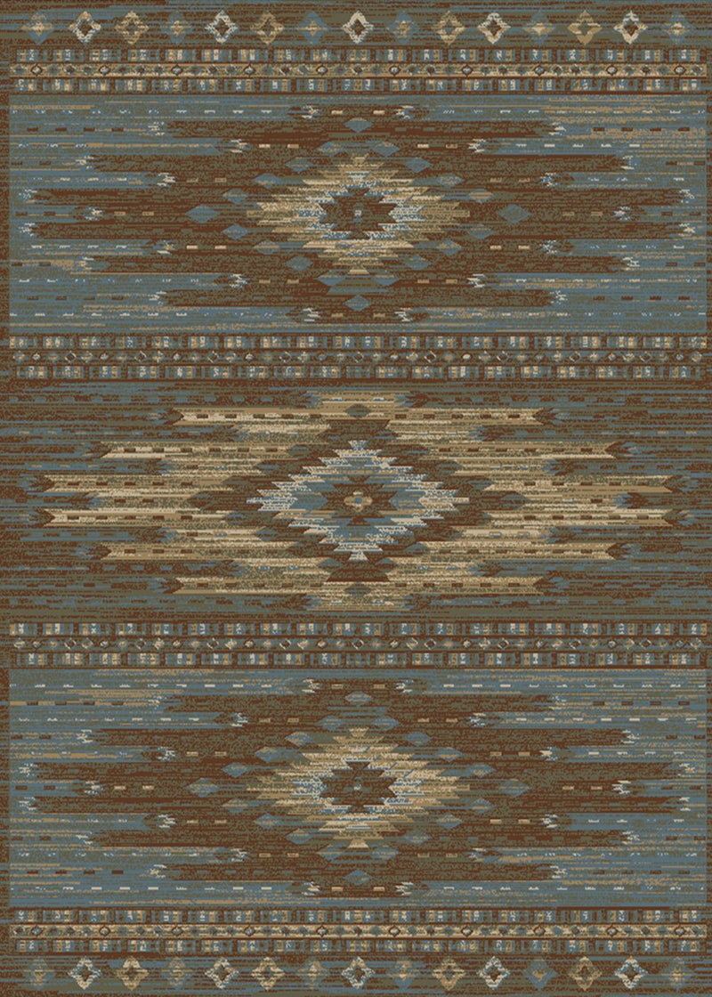 Southwestern Diamond Blue Area Rug