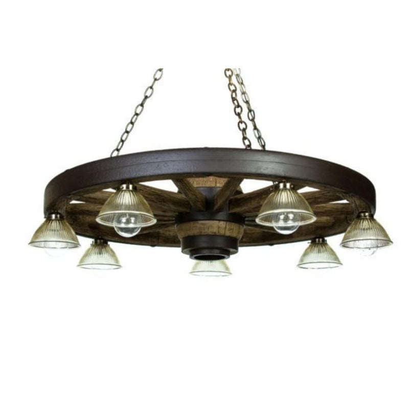 Large Rustic Wheel Downlight Chandelier