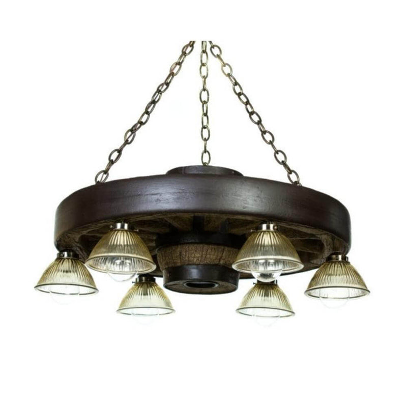 Small Rustic Wheel Downlight Chandelier