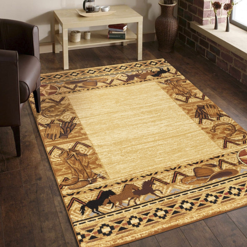 Western Match Border Area Rug