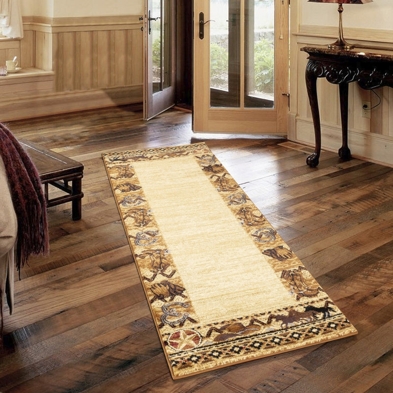 Western Match Border Area Rug