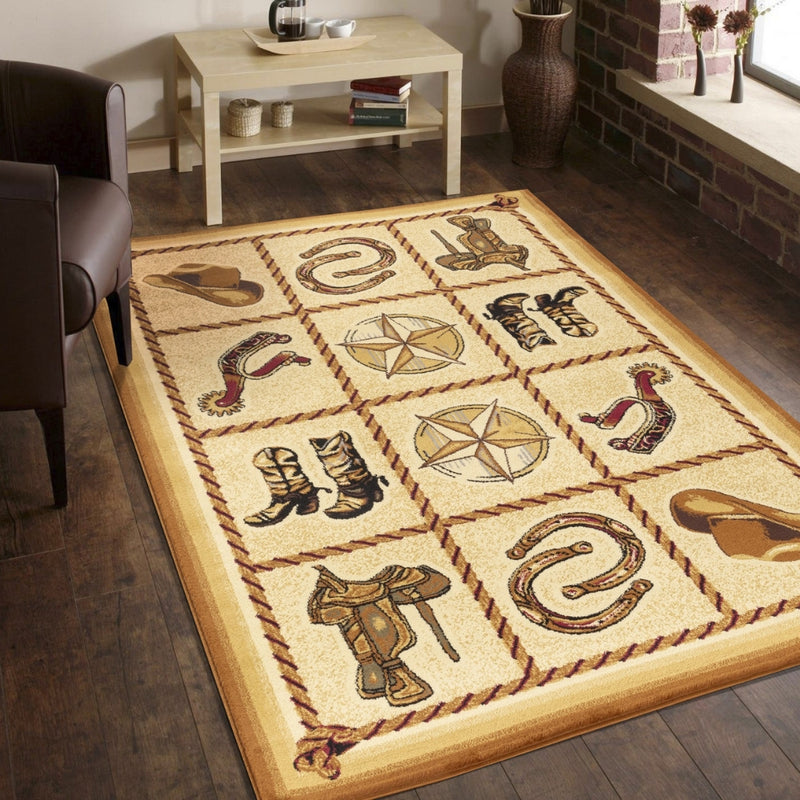 Western Match Square Area Rug