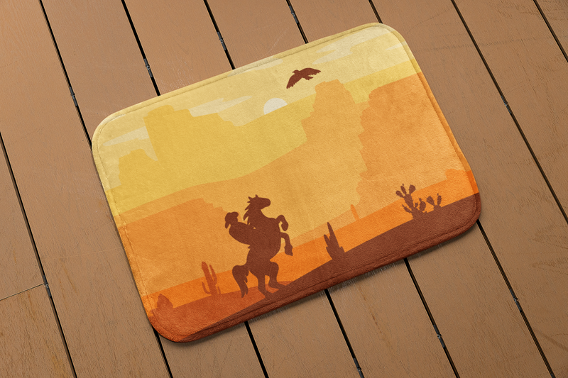 Watercolor Cowboy Bath Mat