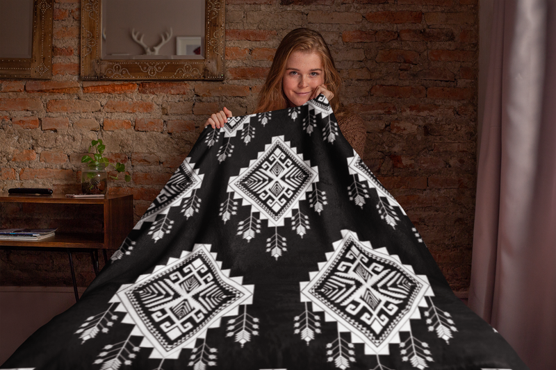 Rustic Ethnic Sherpa Blanket