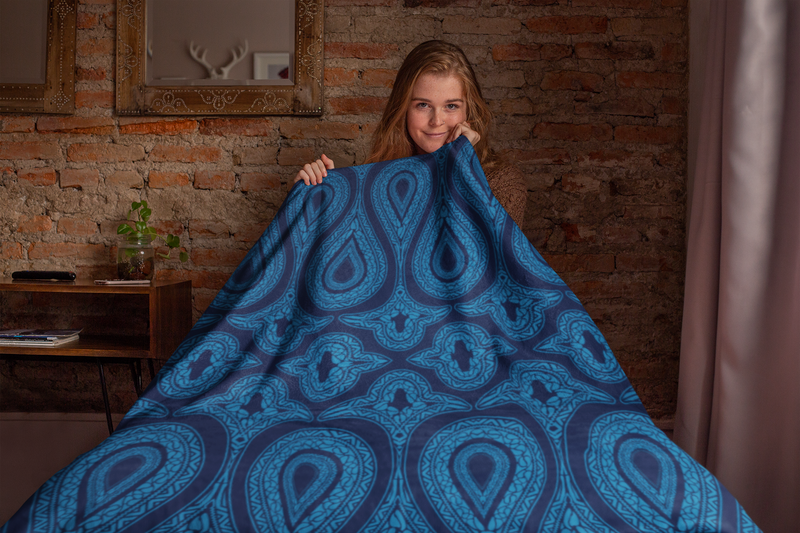 Blue Bandana Sherpa Blanket