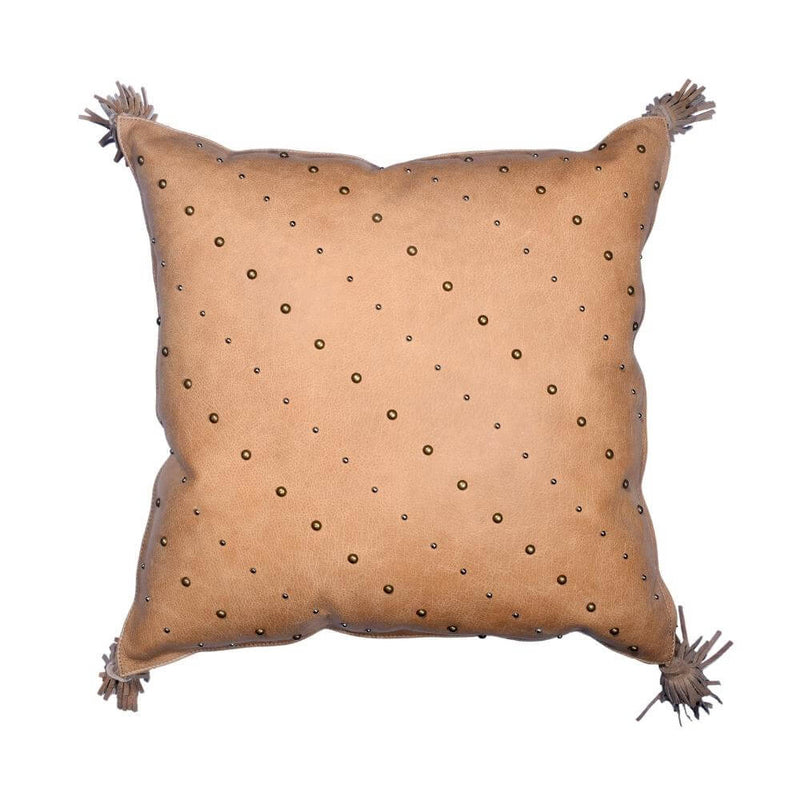 Studded Hide Tassel Throw Pillow