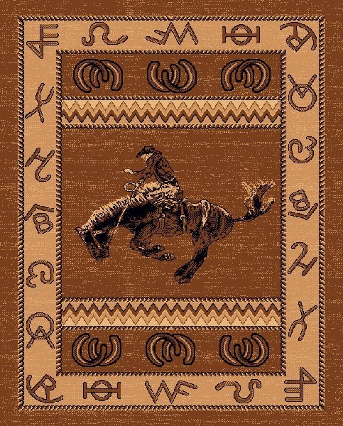 Bucking Bronco Rider Western Area Rug (7694466941160)