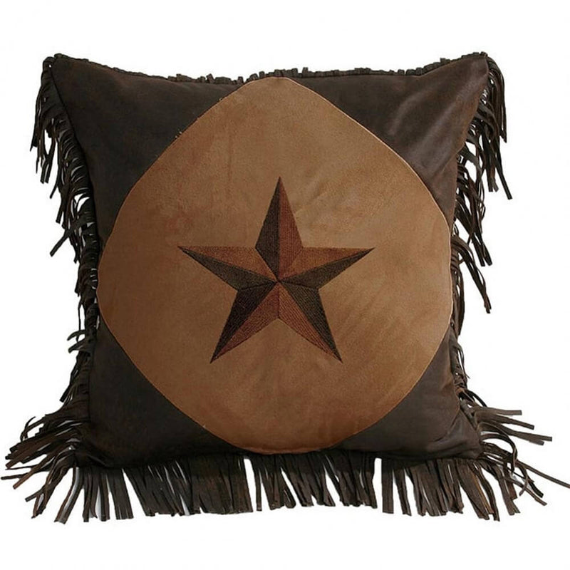 Embroidered Chocolate Laredo Star Pillow (7689303654632)