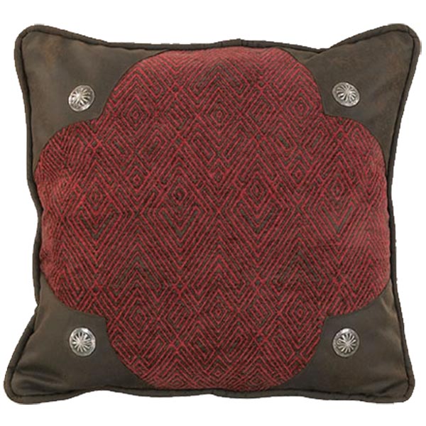 Red Scalloped Pillow with Conchos (7689350349032)