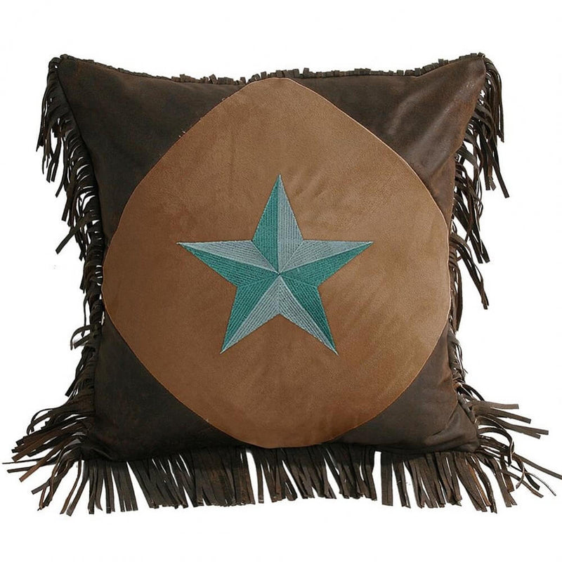 Turquoise Laredo Embroidered Star Pillow (7689372270824)