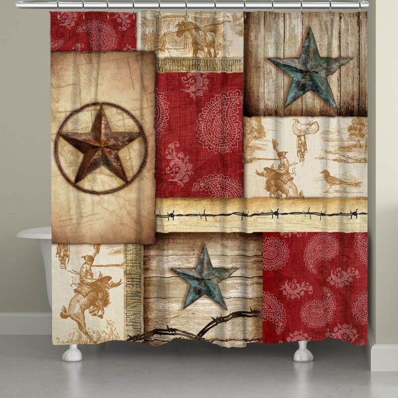 Western Star Patch Shower Curtain (7689377251560)